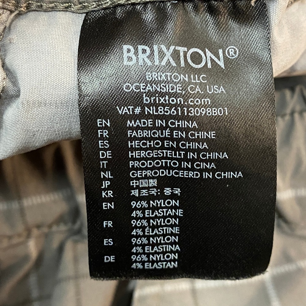 BRIXTON Steady Loose Fit Plaid Cargo Pants Mens Large Gray Nylon Blend Belted - Picture 4 of 9